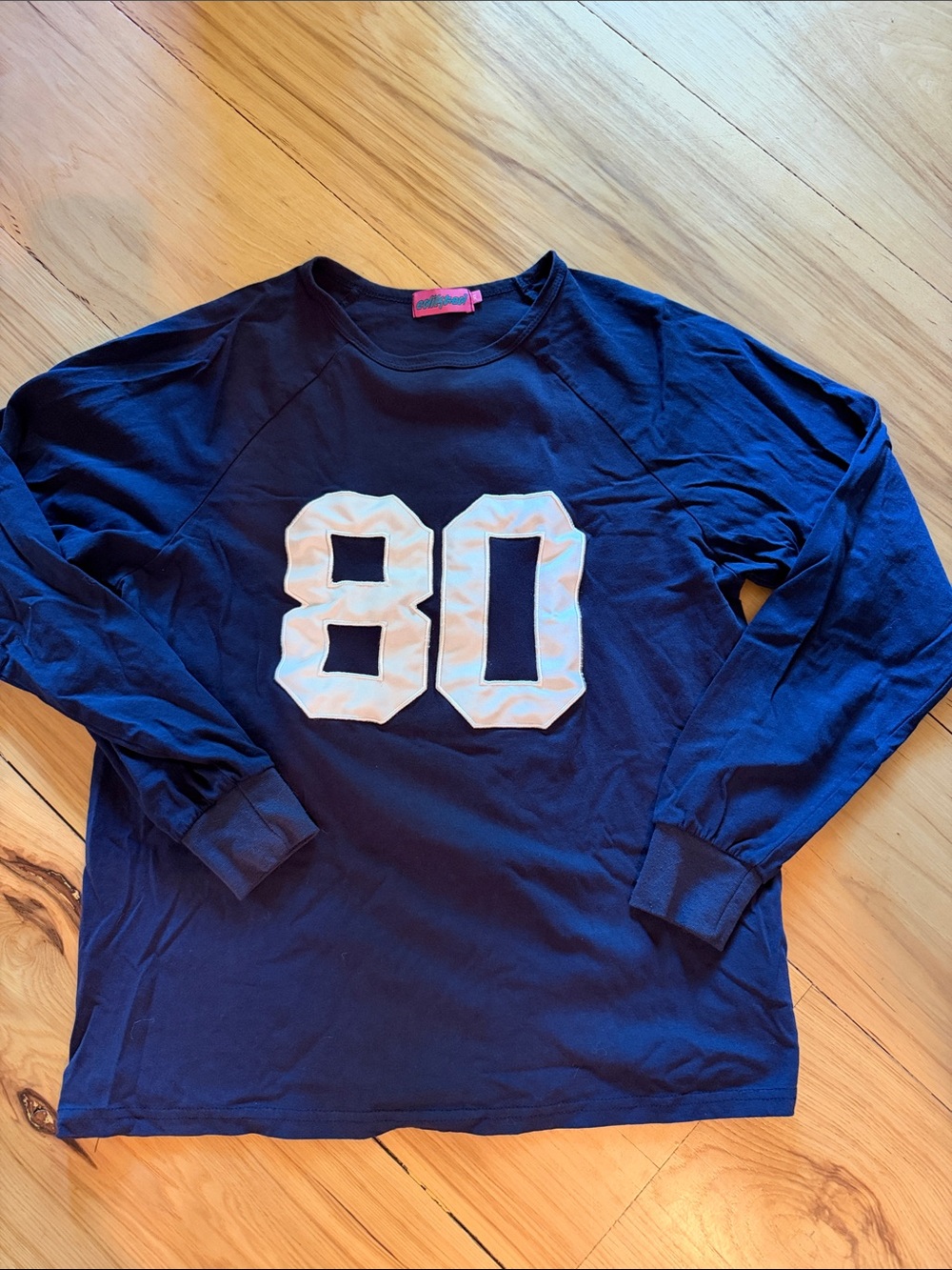 Edikted Navy Long Sleeve Tee with White '80' Graphic